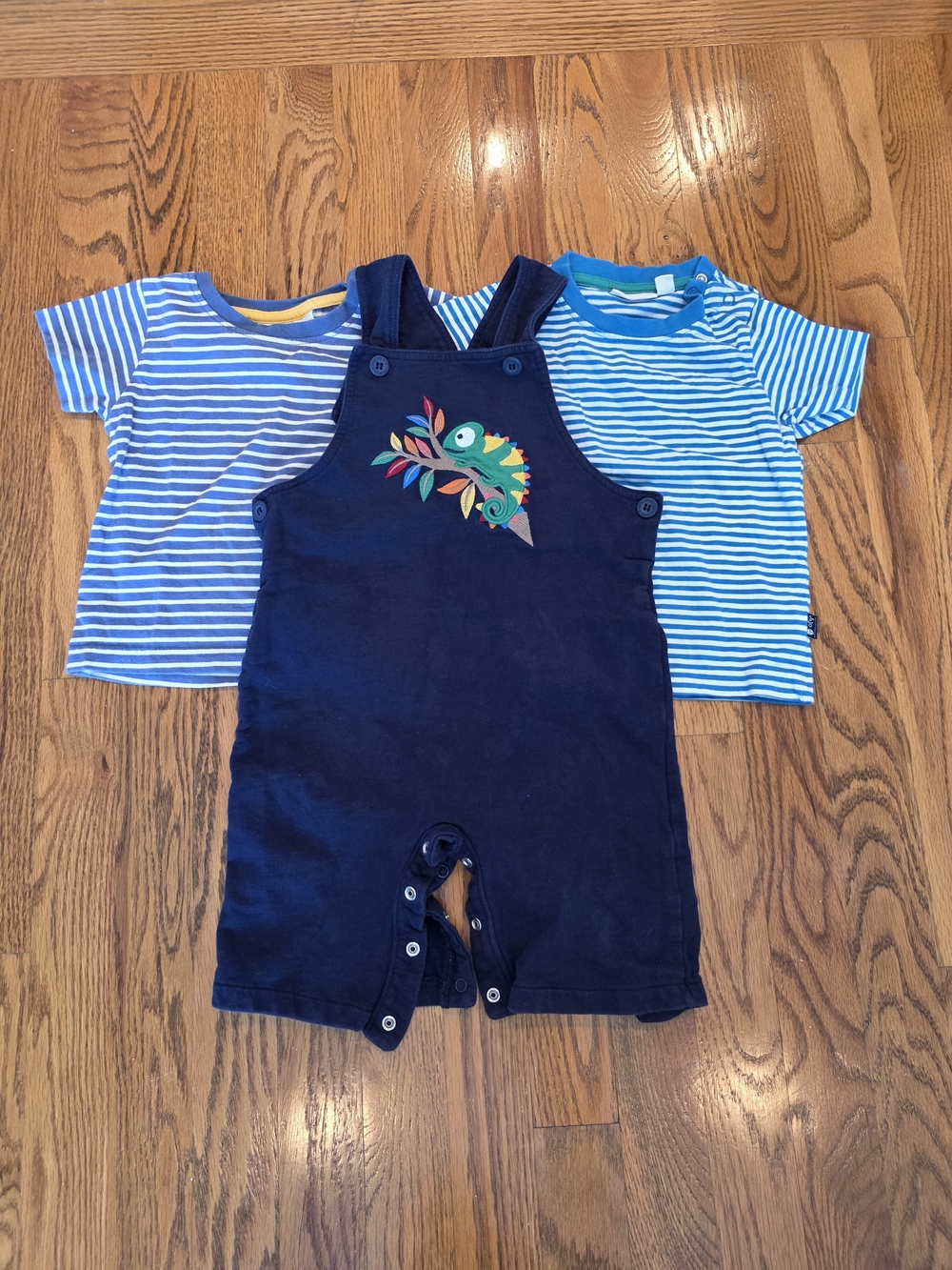 Navy Blue Toddler Romper with Colorful Parrot Patch With Tshirts